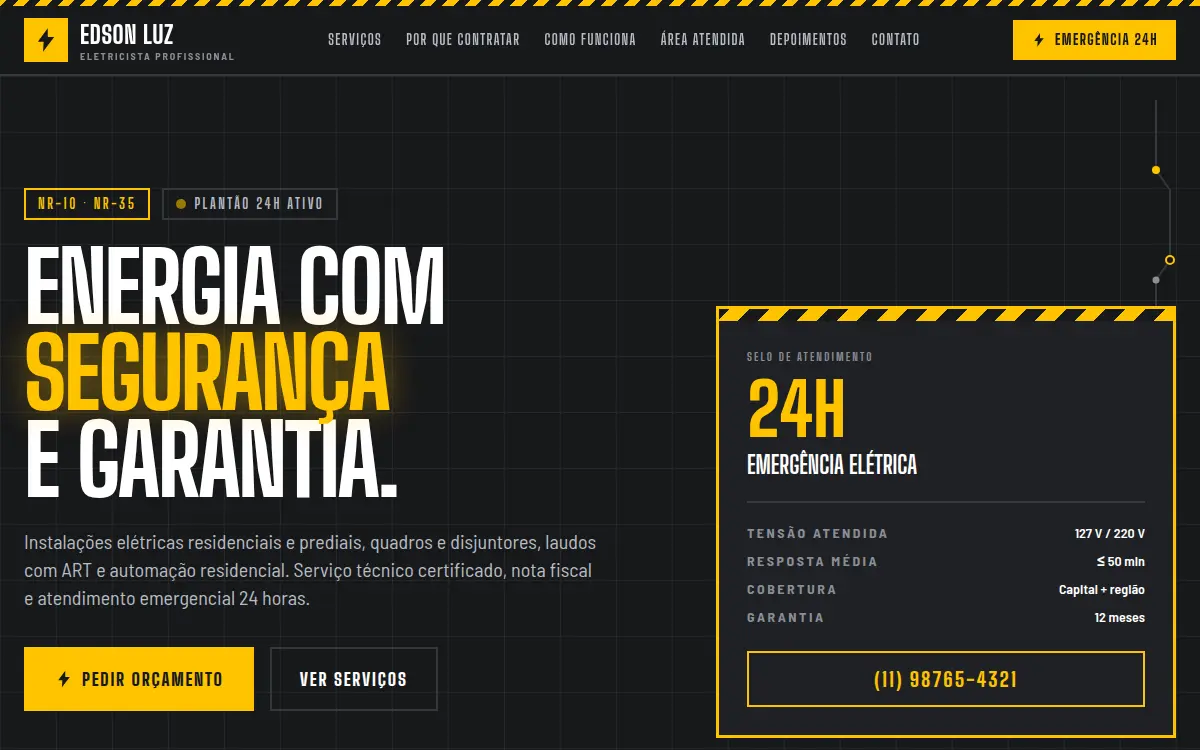 Site industrial grafite com amarelo de seguranca para eletricista