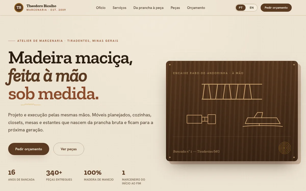 Site madeira quente com desenhos de encaixes para marceneiro