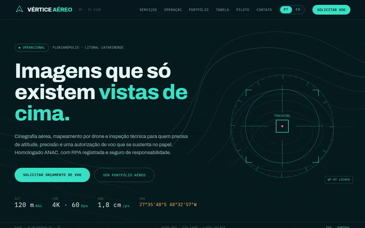 Site mapa topografico com HUD de voo para cinegrafista aereo de drone